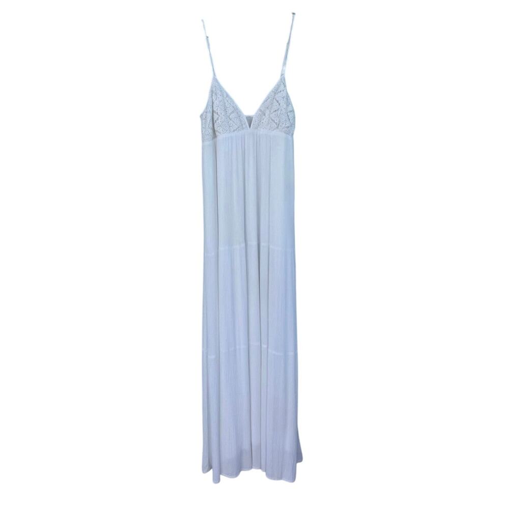 Let Them Eat Cake Flowy Sleeveless Maxi Dress Crochet Top White Size XS Boho